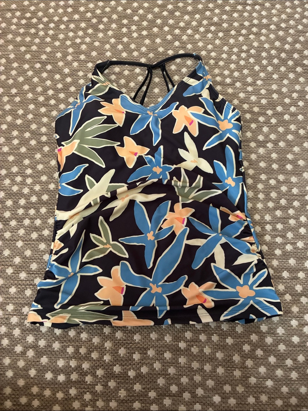 Carve Designs Black Floral One-Piece with Blue, Peach & Green Motif